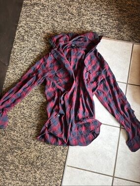 Urban Outfitters Red and Black Plaid Button-Down Shirt